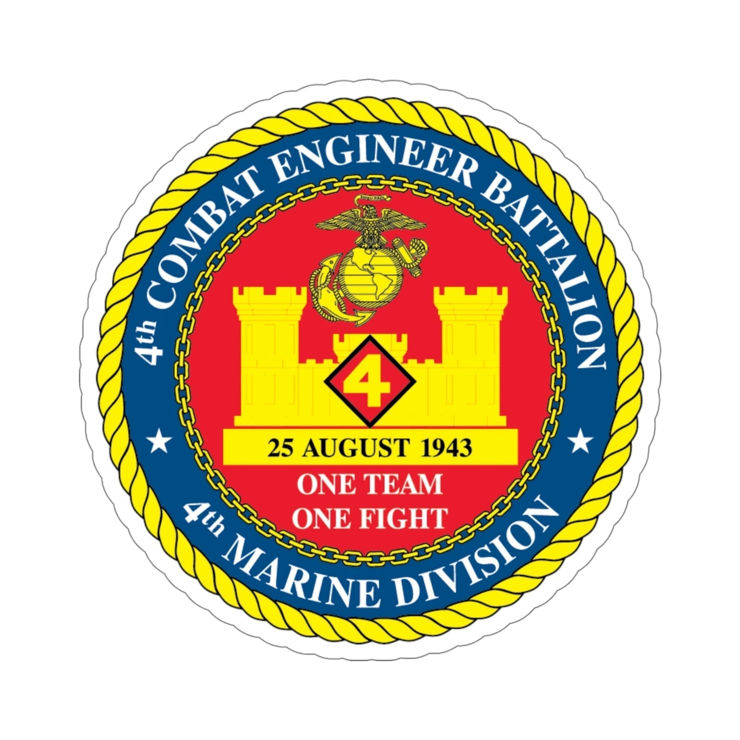 4th Cmbt Eng Bn (USMC) STICKER Vinyl Die-Cut Decal-5 Inch-The Sticker Space