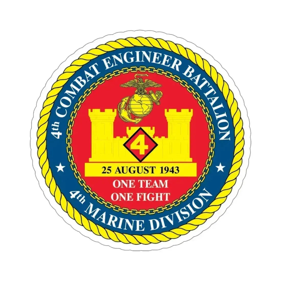 4th Cmbt Eng Bn (USMC) STICKER Vinyl Die-Cut Decal 6 Inch - The Sticker Space