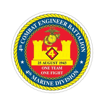 4th Cmbt Eng Bn (USMC) STICKER Vinyl Die-Cut Decal 6 Inch - The Sticker Space