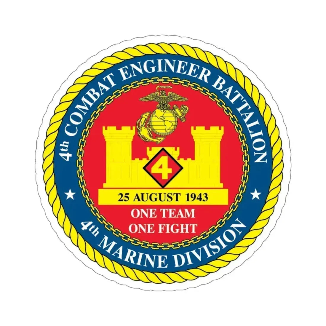 4th Cmbt Eng Bn (USMC) STICKER Vinyl Die-Cut Decal 6 Inch - The Sticker Space