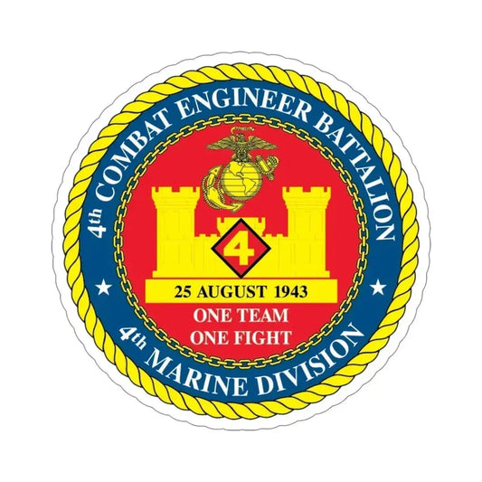 4th Cmbt Eng Bn (USMC) STICKER Vinyl Die-Cut Decal 6 Inch - The Sticker Space