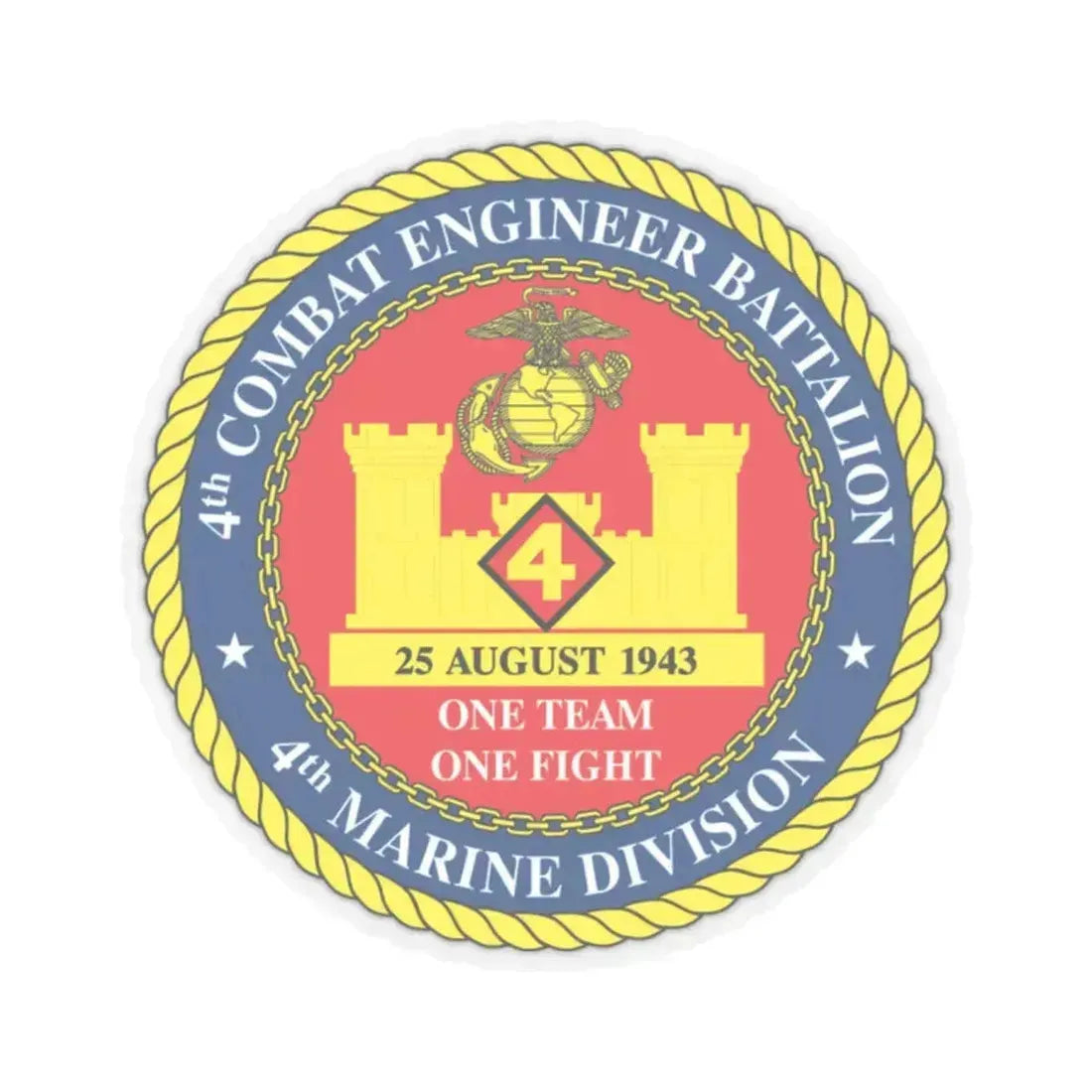 4th Cmbt Eng Bn (USMC) STICKER Vinyl Kiss-Cut Decal 2 Inch Transparent - The Sticker Space