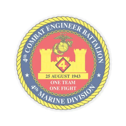 4th Cmbt Eng Bn (USMC) STICKER Vinyl Kiss-Cut Decal 2 Inch Transparent - The Sticker Space