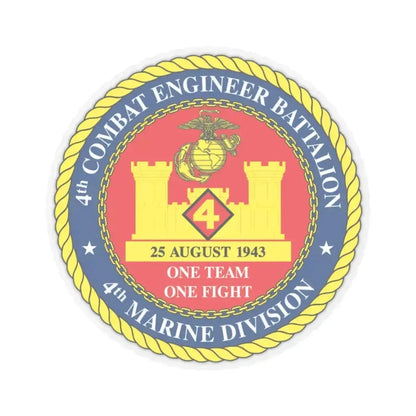 4th Cmbt Eng Bn (USMC) STICKER Vinyl Kiss-Cut Decal 3 Inch Transparent - The Sticker Space