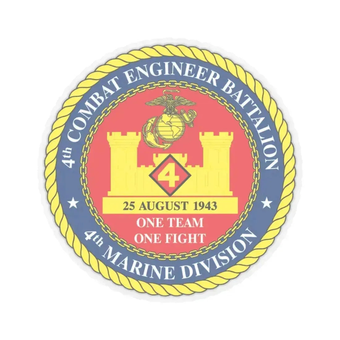4th Cmbt Eng Bn (USMC) STICKER Vinyl Kiss-Cut Decal 4 Inch Transparent - The Sticker Space