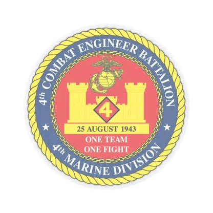 4th Cmbt Eng Bn (USMC) STICKER Vinyl Kiss-Cut Decal 4 Inch Transparent - The Sticker Space