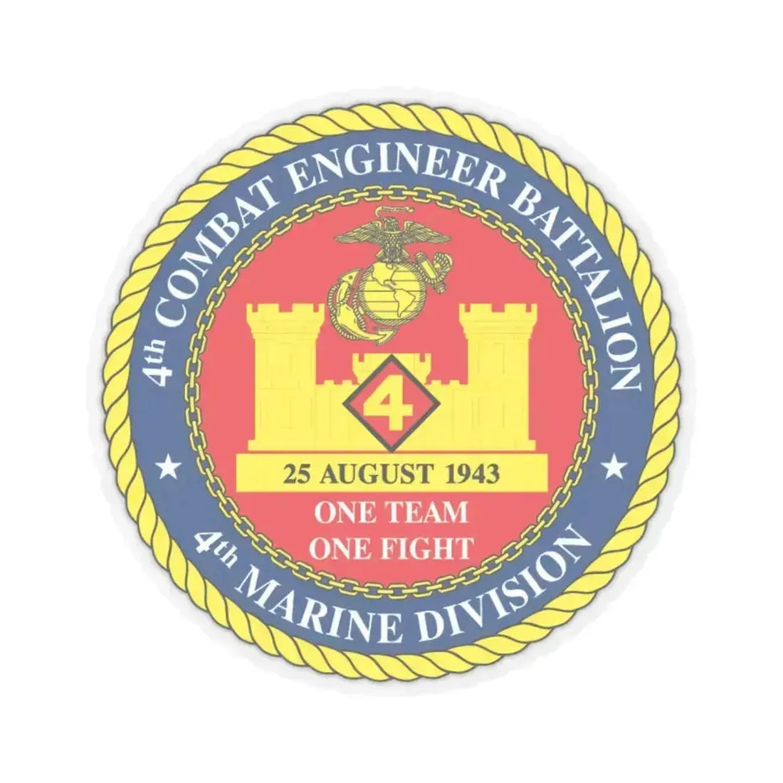 4th Cmbt Eng Bn (USMC) STICKER Vinyl Kiss-Cut Decal 6 Inch Transparent - The Sticker Space