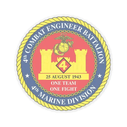 4th Cmbt Eng Bn (USMC) STICKER Vinyl Kiss-Cut Decal 6 Inch Transparent - The Sticker Space