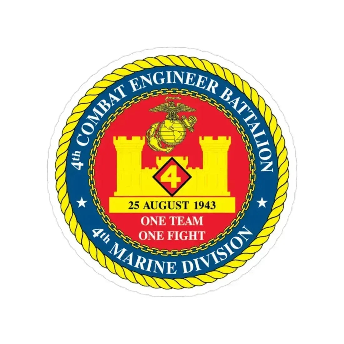 4th Cmbt Eng Bn (USMC) Transparent STICKER Die-Cut Vinyl Decal 2 Inch - The Sticker Space