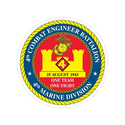 4th Cmbt Eng Bn (USMC) Transparent STICKER Die-Cut Vinyl Decal 2 Inch - The Sticker Space