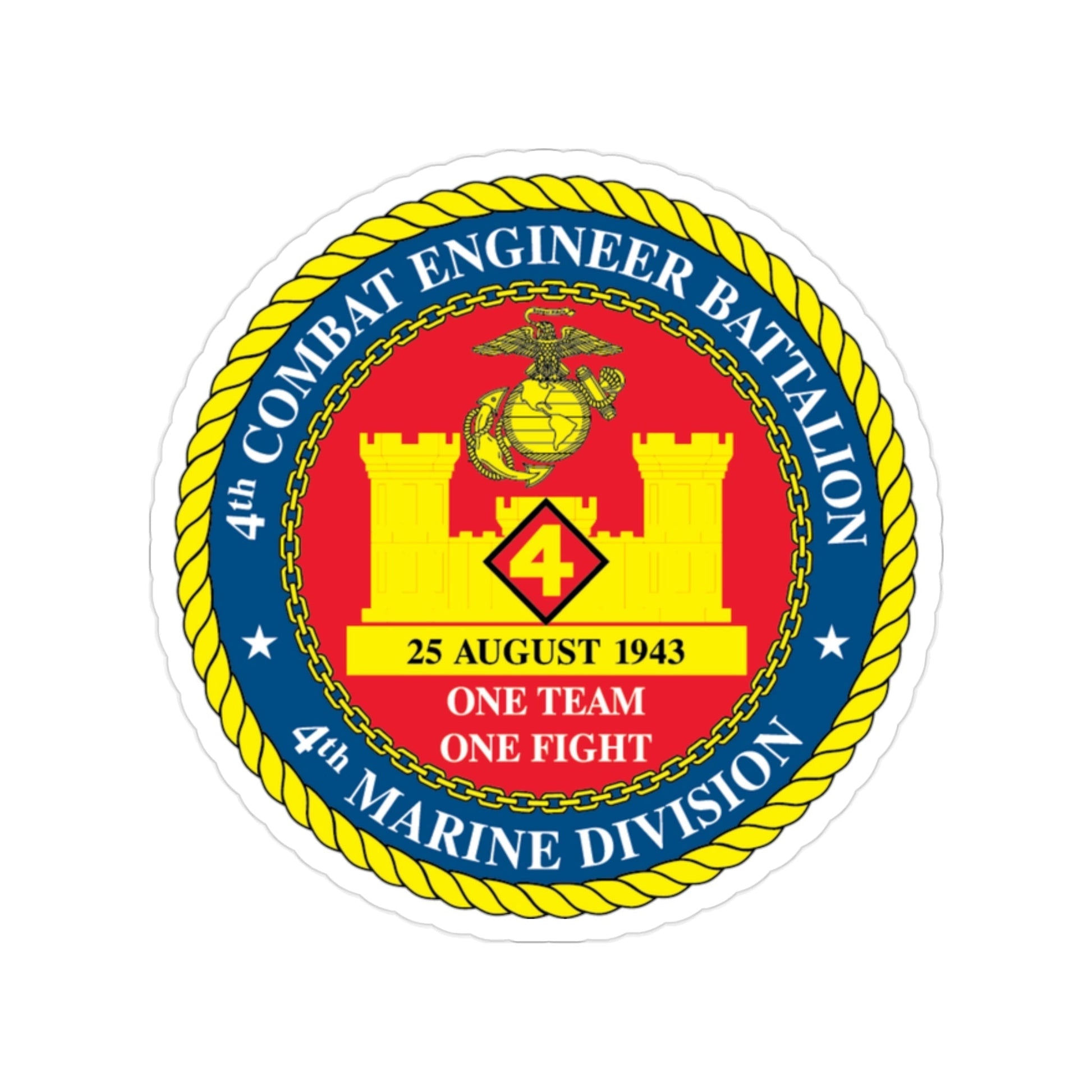 4th Cmbt Eng Bn (USMC) Transparent STICKER Die-Cut Vinyl Decal-2 Inch-The Sticker Space