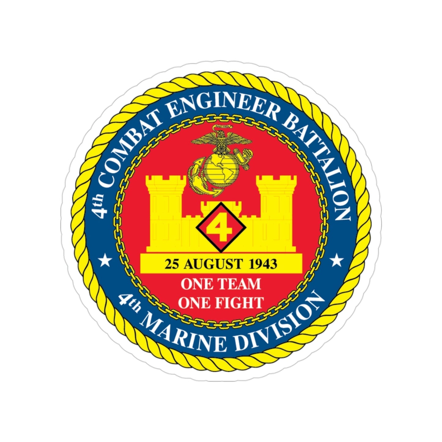 4th Cmbt Eng Bn (USMC) Transparent STICKER Die-Cut Vinyl Decal-3 Inch-The Sticker Space