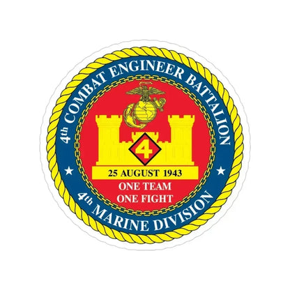 4th Cmbt Eng Bn (USMC) Transparent STICKER Die-Cut Vinyl Decal 4 Inch - The Sticker Space
