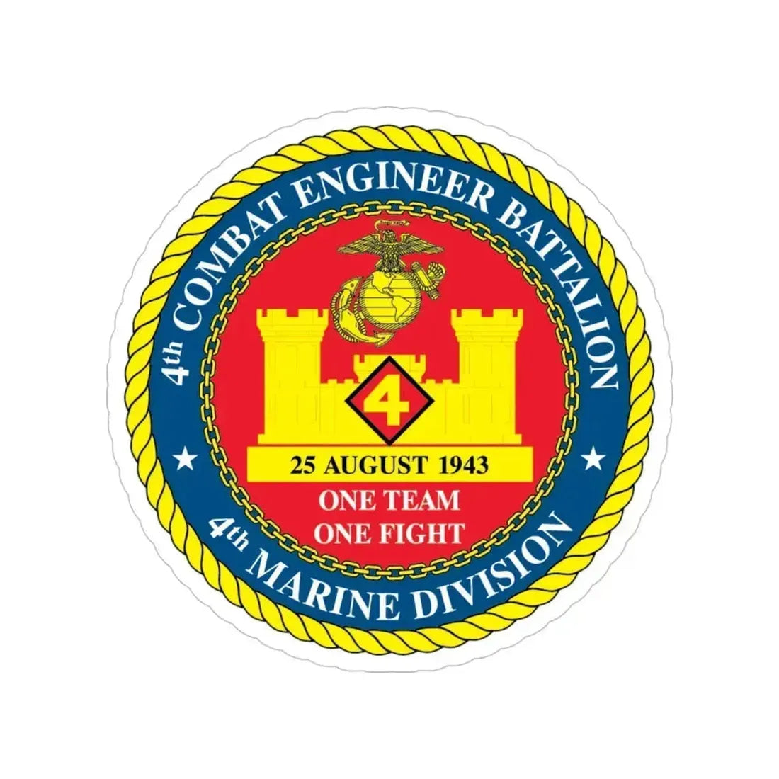 4th Cmbt Eng Bn (USMC) Transparent STICKER Die-Cut Vinyl Decal 4 Inch - The Sticker Space