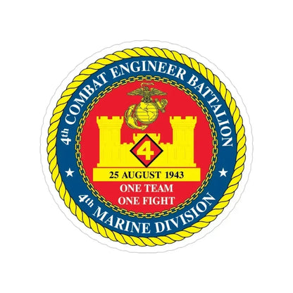 4th Cmbt Eng Bn (USMC) Transparent STICKER Die-Cut Vinyl Decal 4 Inch - The Sticker Space