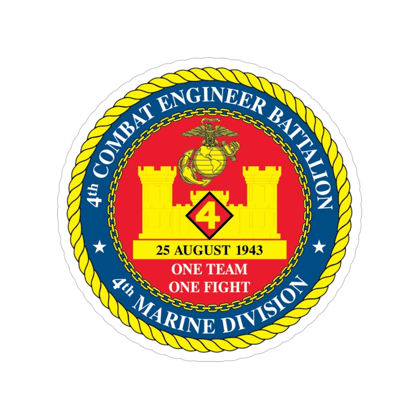 4th Cmbt Eng Bn (USMC) Transparent STICKER Die-Cut Vinyl Decal-4 Inch-The Sticker Space