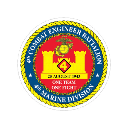 4th Cmbt Eng Bn (USMC) Transparent STICKER Die-Cut Vinyl Decal-4 Inch-The Sticker Space