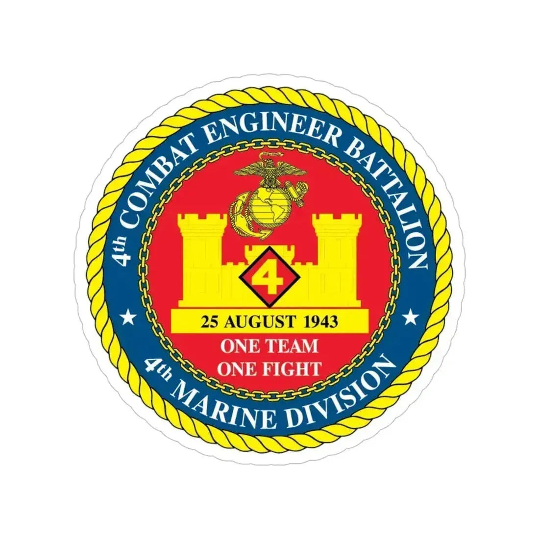 4th Cmbt Eng Bn (USMC) Transparent STICKER Die-Cut Vinyl Decal 5 Inch - The Sticker Space