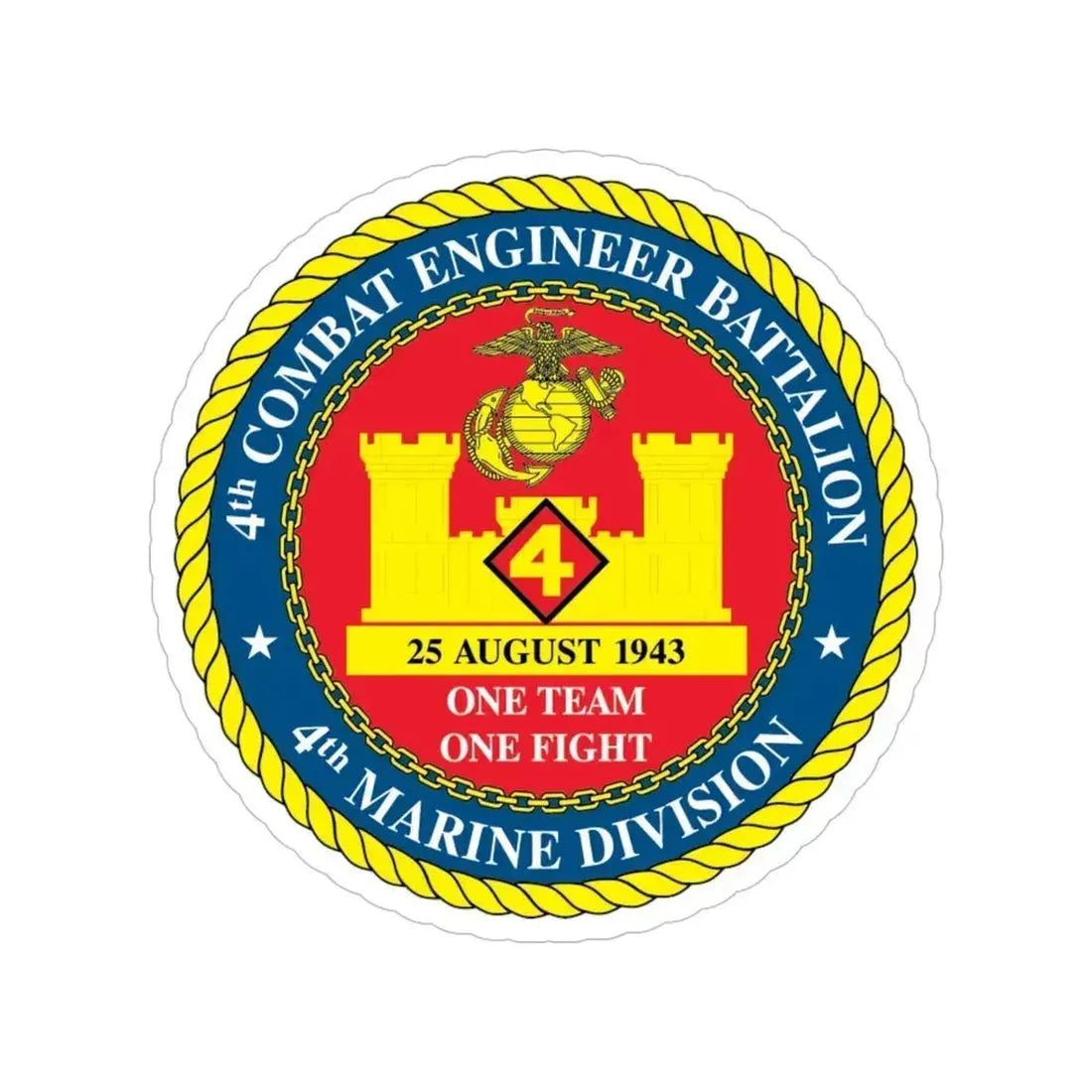 4th Cmbt Eng Bn (USMC) Transparent STICKER Die-Cut Vinyl Decal 5 Inch - The Sticker Space