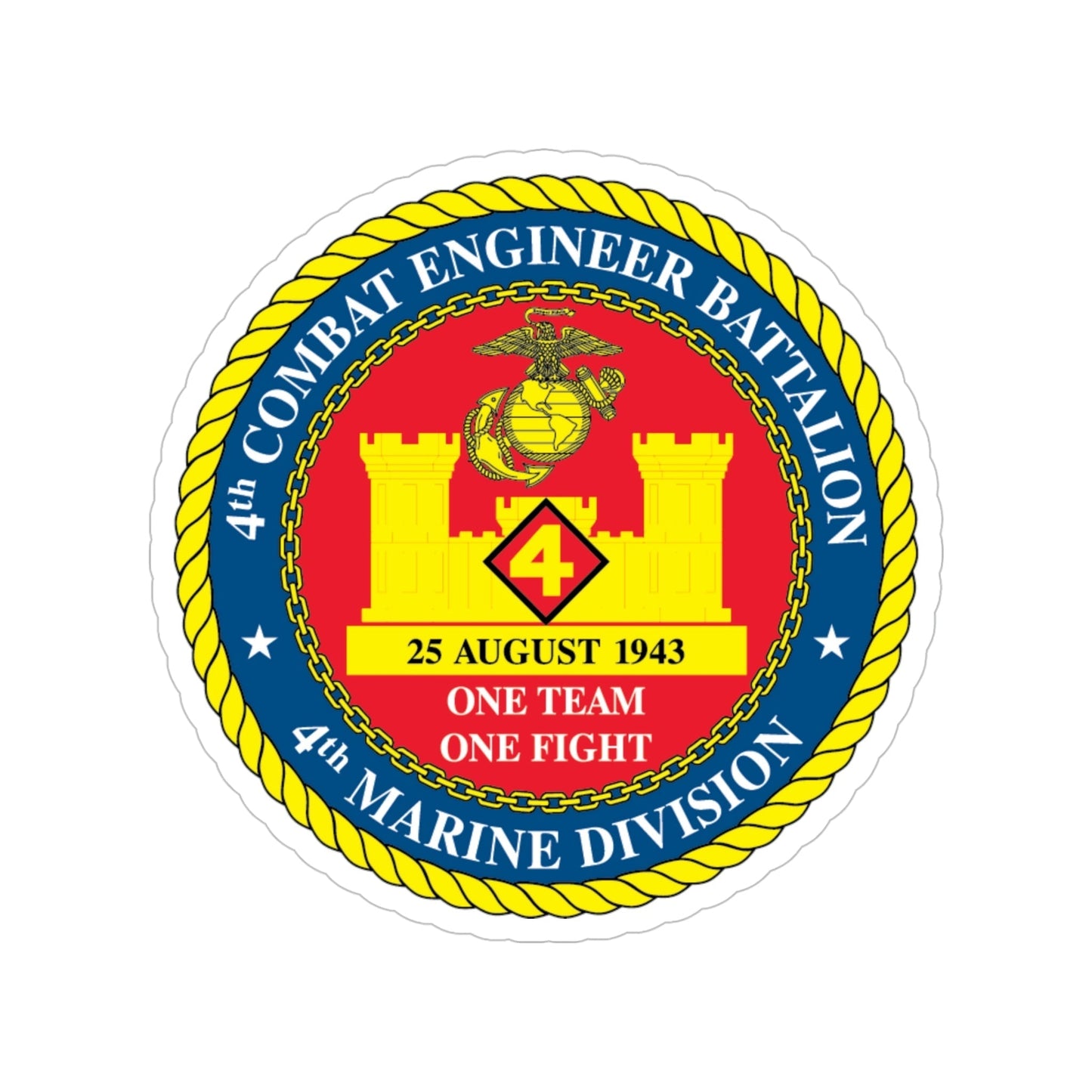 4th Cmbt Eng Bn (USMC) Transparent STICKER Die-Cut Vinyl Decal-5 Inch-The Sticker Space