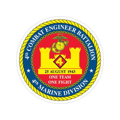 4th Cmbt Eng Bn (USMC) Transparent STICKER Die-Cut Vinyl Decal-5 Inch-The Sticker Space