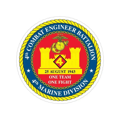 4th Cmbt Eng Bn (USMC) Transparent STICKER Die-Cut Vinyl Decal 6 Inch - The Sticker Space
