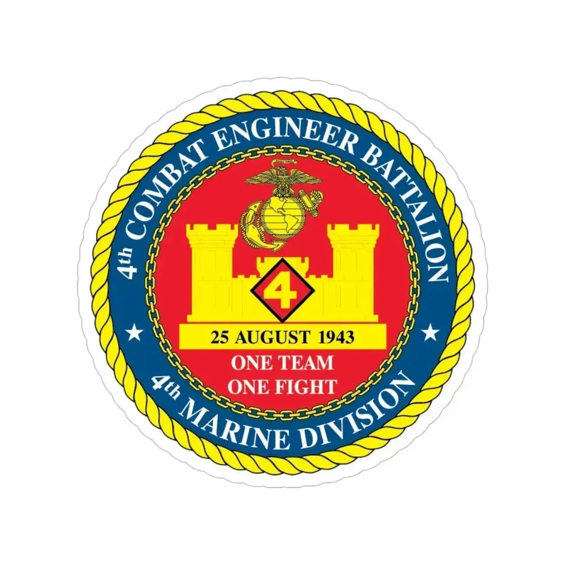 4th Cmbt Eng Bn (USMC) Transparent STICKER Die-Cut Vinyl Decal 6 Inch - The Sticker Space
