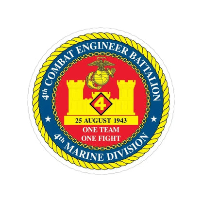 4th Cmbt Eng Bn (USMC) Transparent STICKER Die-Cut Vinyl Decal 6 Inch - The Sticker Space