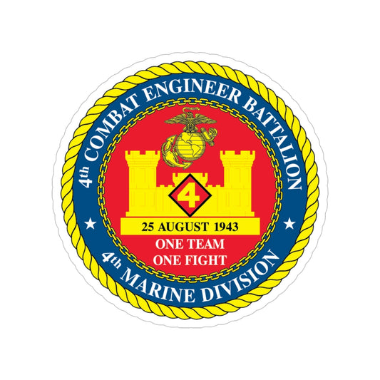 4th Cmbt Eng Bn (USMC) Transparent STICKER Die-Cut Vinyl Decal-6 Inch-The Sticker Space