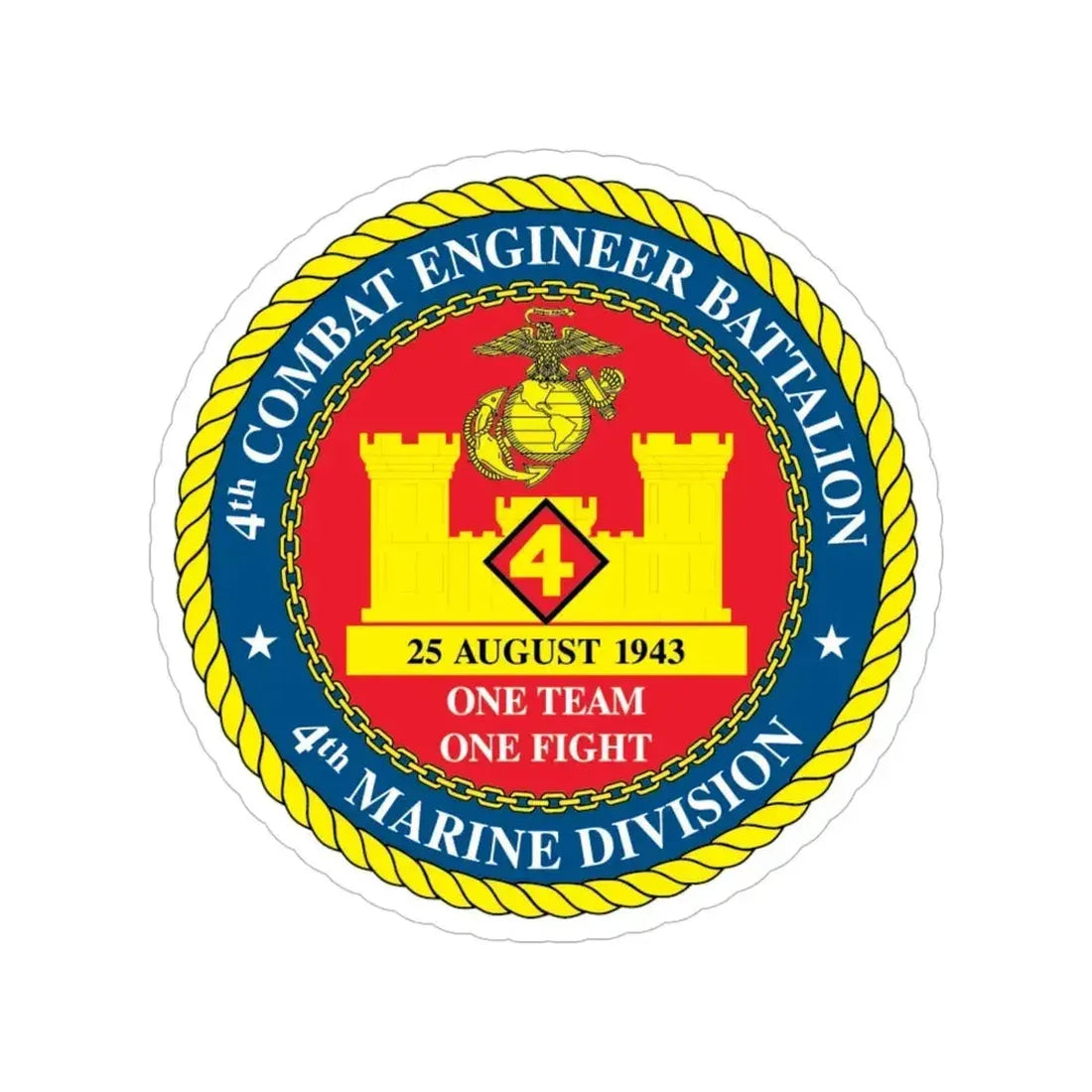 4th Cmbt Eng Bn (USMC) Transparent STICKER Die-Cut Vinyl Decal - The Sticker Space