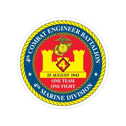 4th Cmbt Eng Bn (USMC) Transparent STICKER Die-Cut Vinyl Decal - The Sticker Space