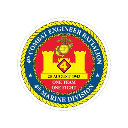 4th Cmbt Eng Bn (USMC) Transparent STICKER Die-Cut Vinyl Decal - The Sticker Space