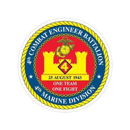 4th Cmbt Eng Bn (USMC) Transparent STICKER Die-Cut Vinyl Decal - The Sticker Space