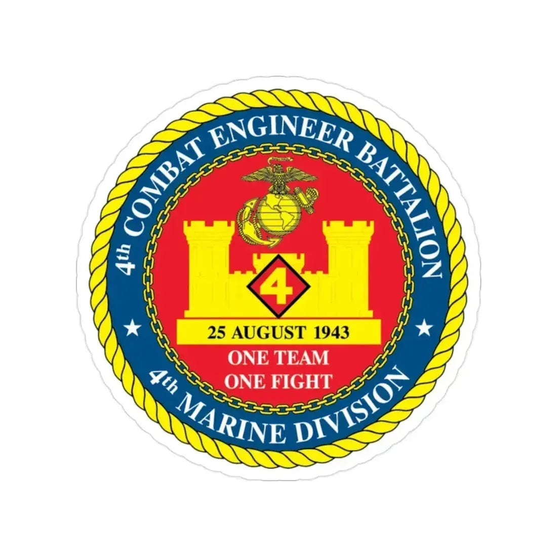 4th Cmbt Eng Bn (USMC) Transparent STICKER Die-Cut Vinyl Decal - The Sticker Space