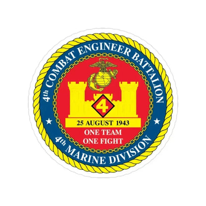 4th Cmbt Eng Bn (USMC) Transparent STICKER Die-Cut Vinyl Decal - The Sticker Space