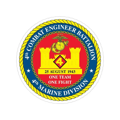 4th Cmbt Eng Bn (USMC) Transparent STICKER Die-Cut Vinyl Decal - The Sticker Space