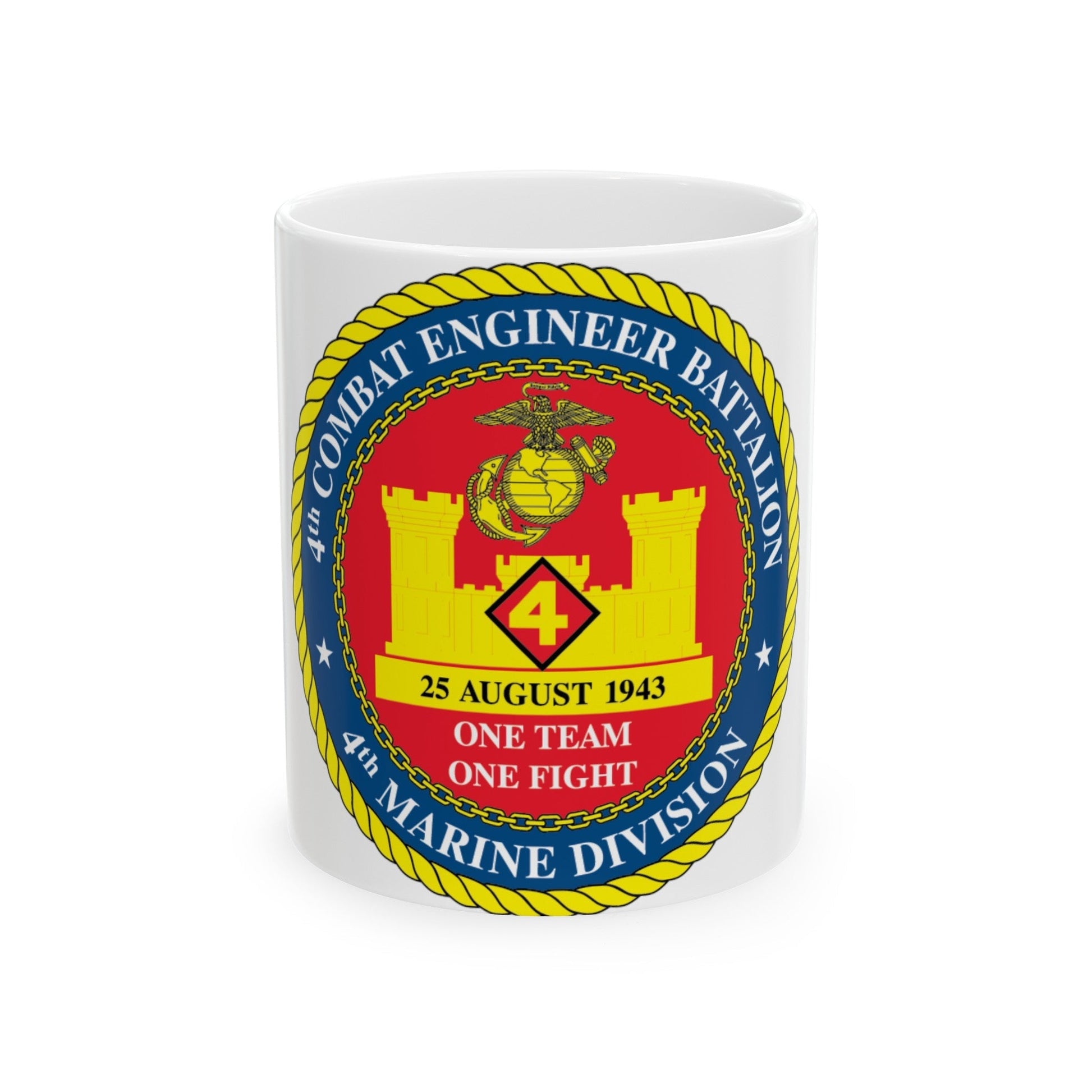 4th Cmbt Eng Bn (USMC) White Coffee Mug-11oz-The Sticker Space