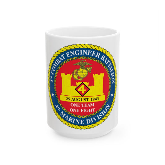 4th Cmbt Eng Bn (USMC) White Coffee Mug-15oz-The Sticker Space