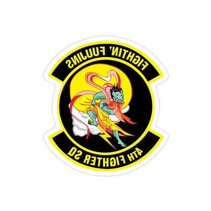 4th Fighter SQ Fightin' Fuujins (U.S. Air Force) REVERSE PRINT Transparent Die-Cut STICKER 4 Inch Die-Cut Transparent - The Sticker Space