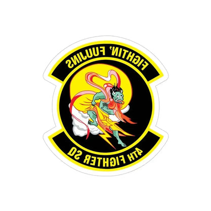 4th Fighter SQ Fightin' Fuujins (U.S. Air Force) REVERSE PRINT Transparent Die-Cut STICKER 5 Inch Die-Cut Transparent - The Sticker Space