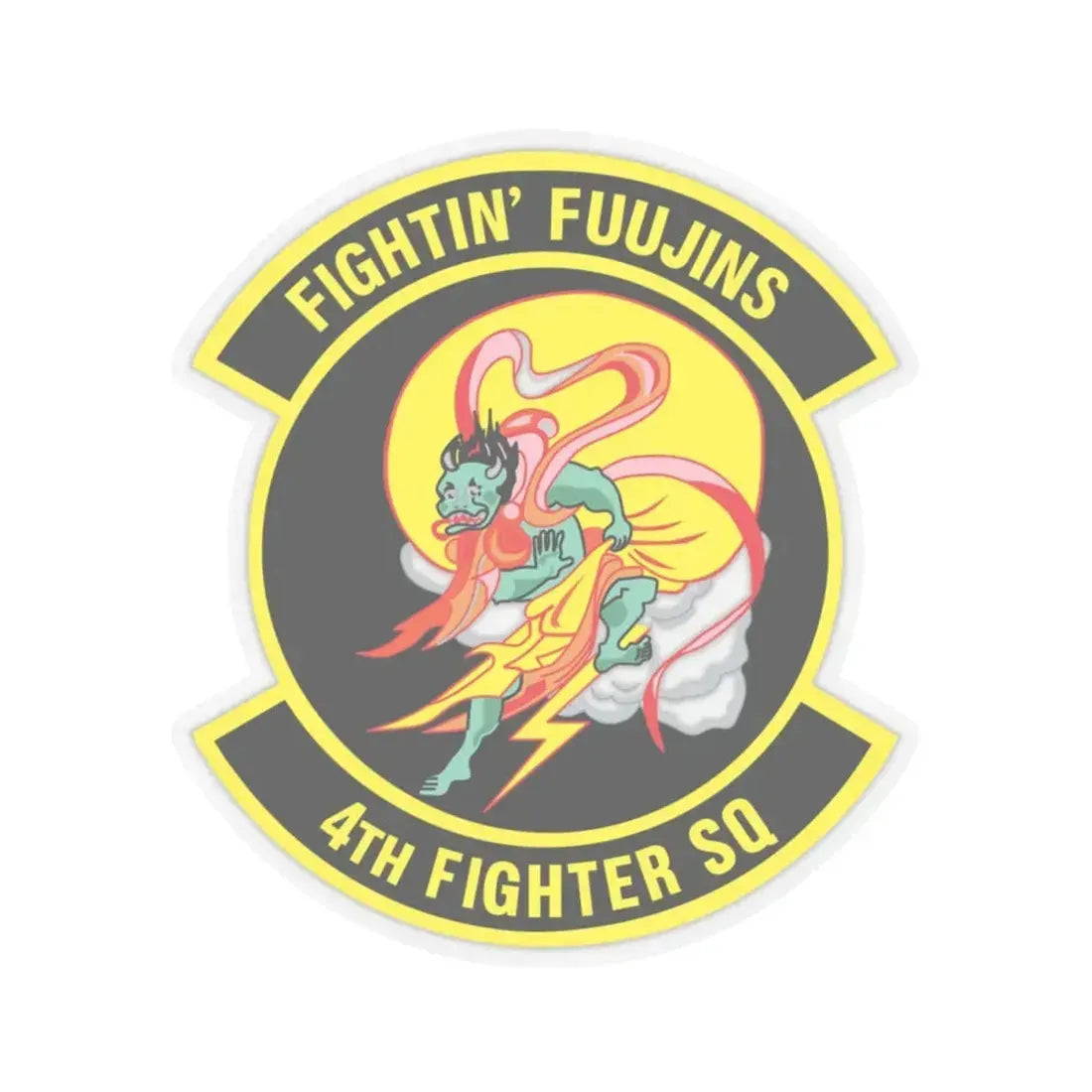4th Fighter SQ Fightin' Fuujins (U.S. Air Force) STICKER Vinyl Kiss-Cut Decal 4 Inch Transparent - The Sticker Space