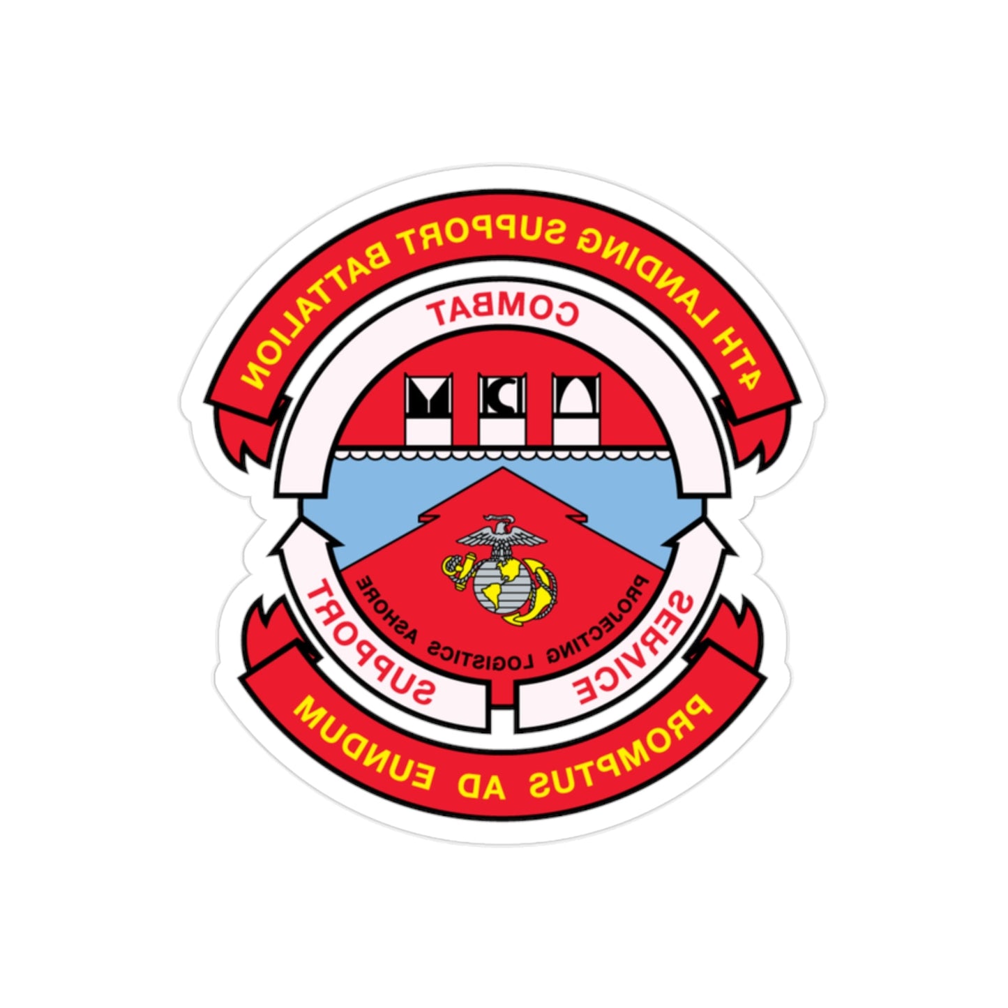 4th Landing Support Battalion Promptus Ad Eundum (USMC) REVERSE PRINT Transparent STICKER-2" × 2"-The Sticker Space