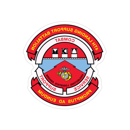 4th Landing Support Battalion Promptus Ad Eundum (USMC) REVERSE PRINT Transparent STICKER-3" × 3"-The Sticker Space