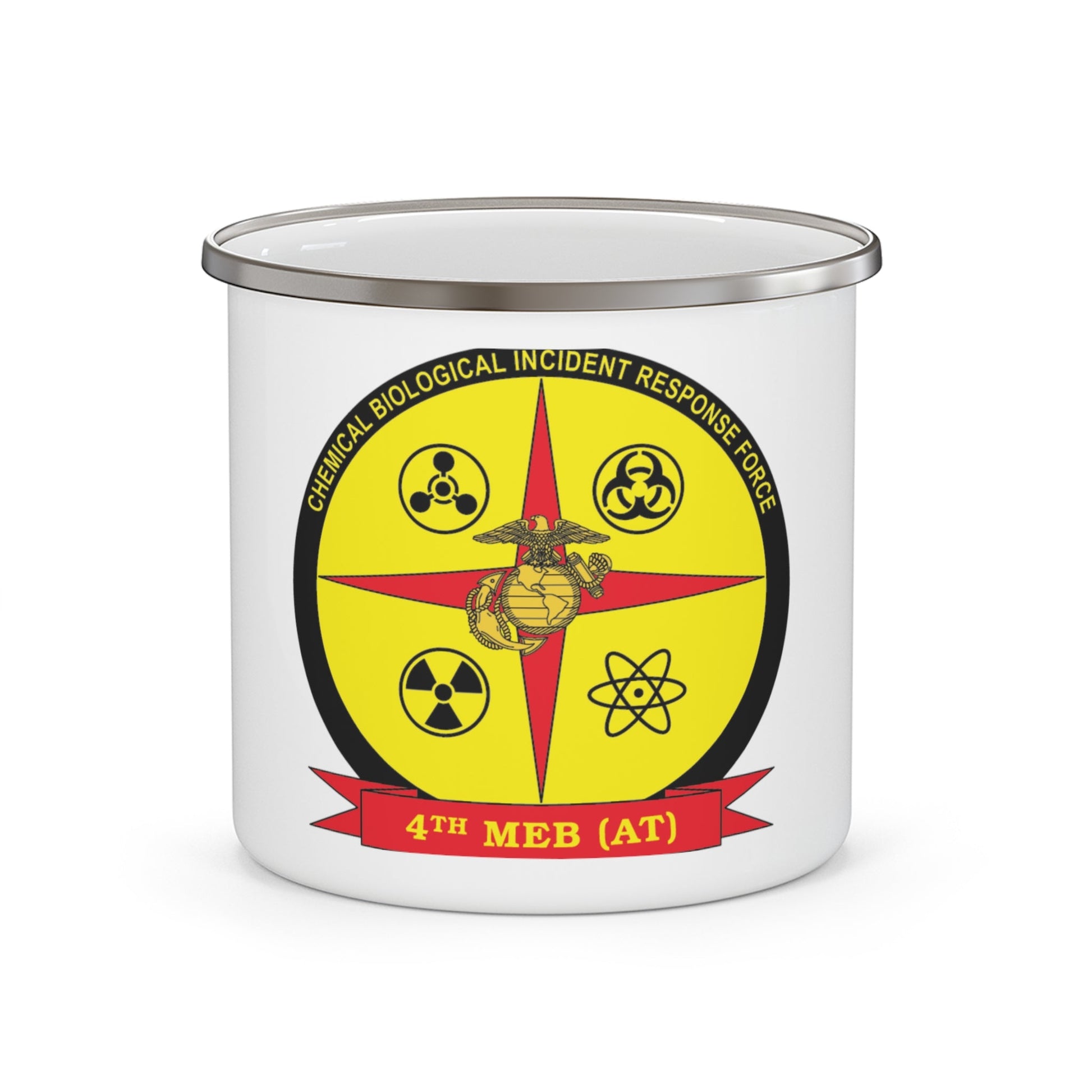 4th Marine Expeditionary Brigade Antiterrorism Chemical Biological Incident Response Force MEB AT CBIRF (USMC) Enamel Mug-12oz-The Sticker Space