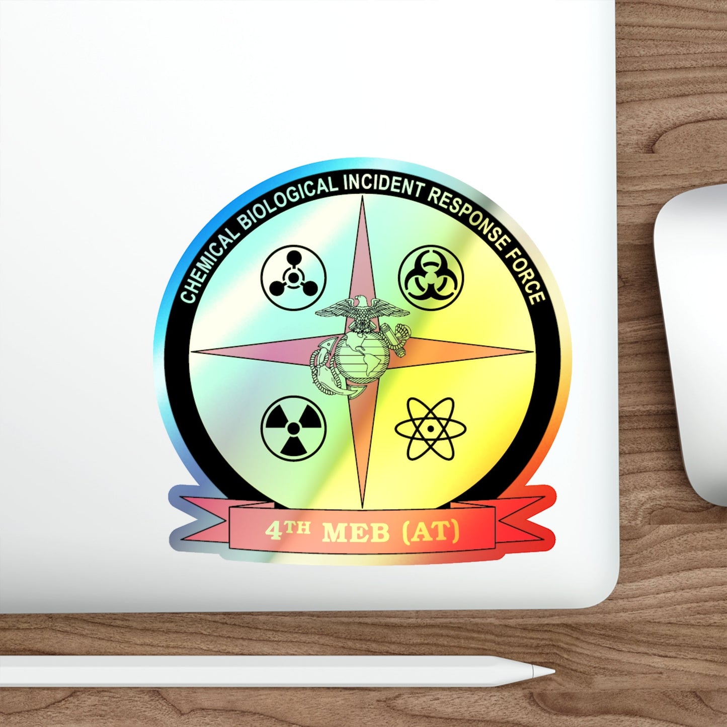 4th Marine Expeditionary Brigade Antiterrorism Chemical Biological Incident Response Force MEB AT CBIRF (USMC) Holographic STICKER Die-Cut Vinyl Decal-The Sticker Space