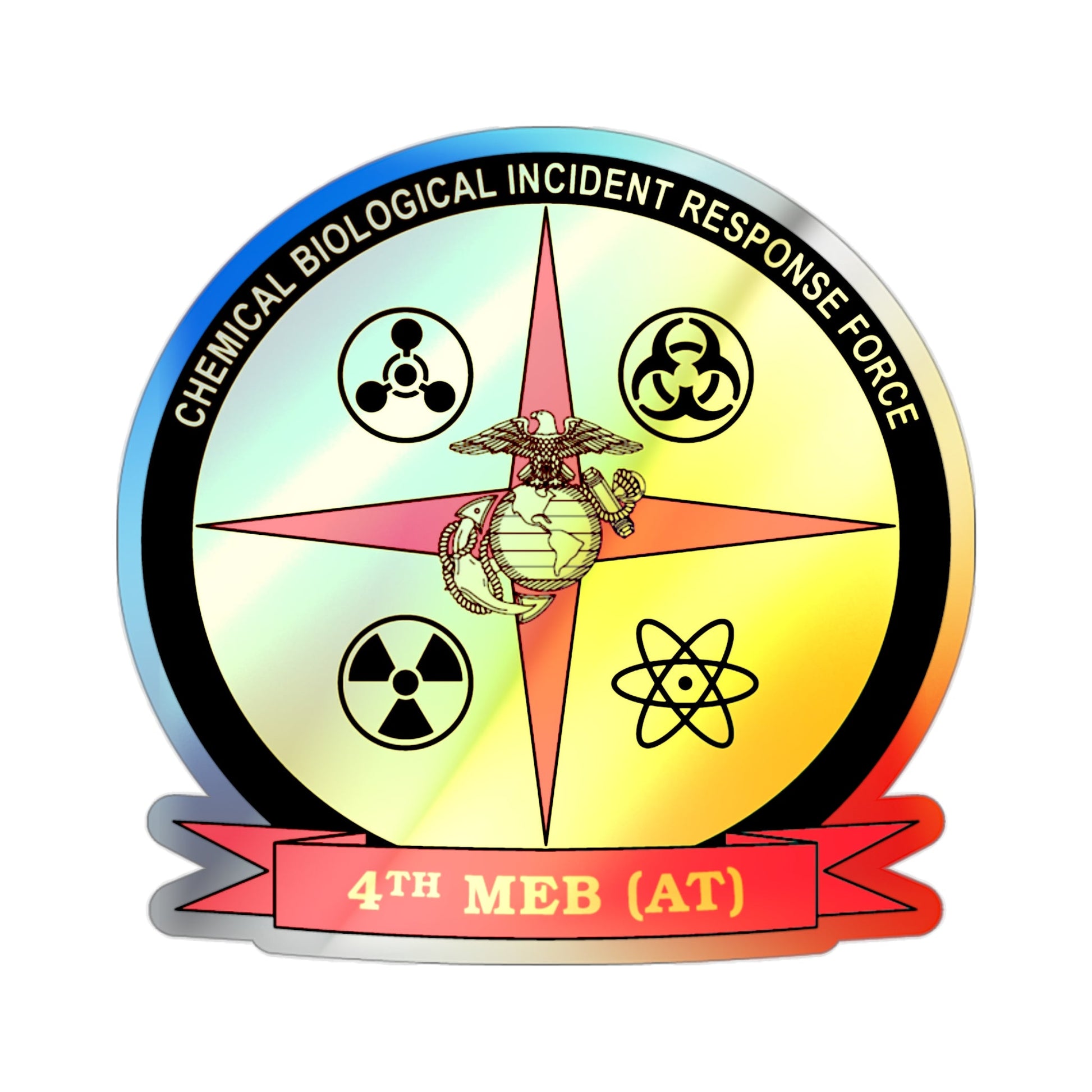 4th Marine Expeditionary Brigade Antiterrorism Chemical Biological Incident Response Force MEB AT CBIRF (USMC) Holographic STICKER Die-Cut Vinyl Decal-2 Inch-The Sticker Space