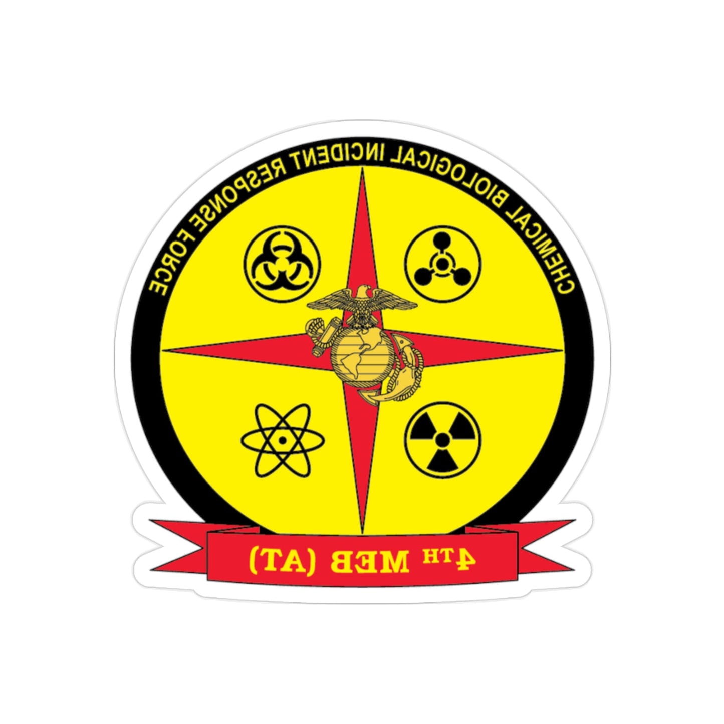 4th Marine Expeditionary Brigade Antiterrorism Chemical Biological Incident Response Force MEB AT CBIRF (USMC) REVERSE PRINT Transparent STICKER-2" × 2"-The Sticker Space