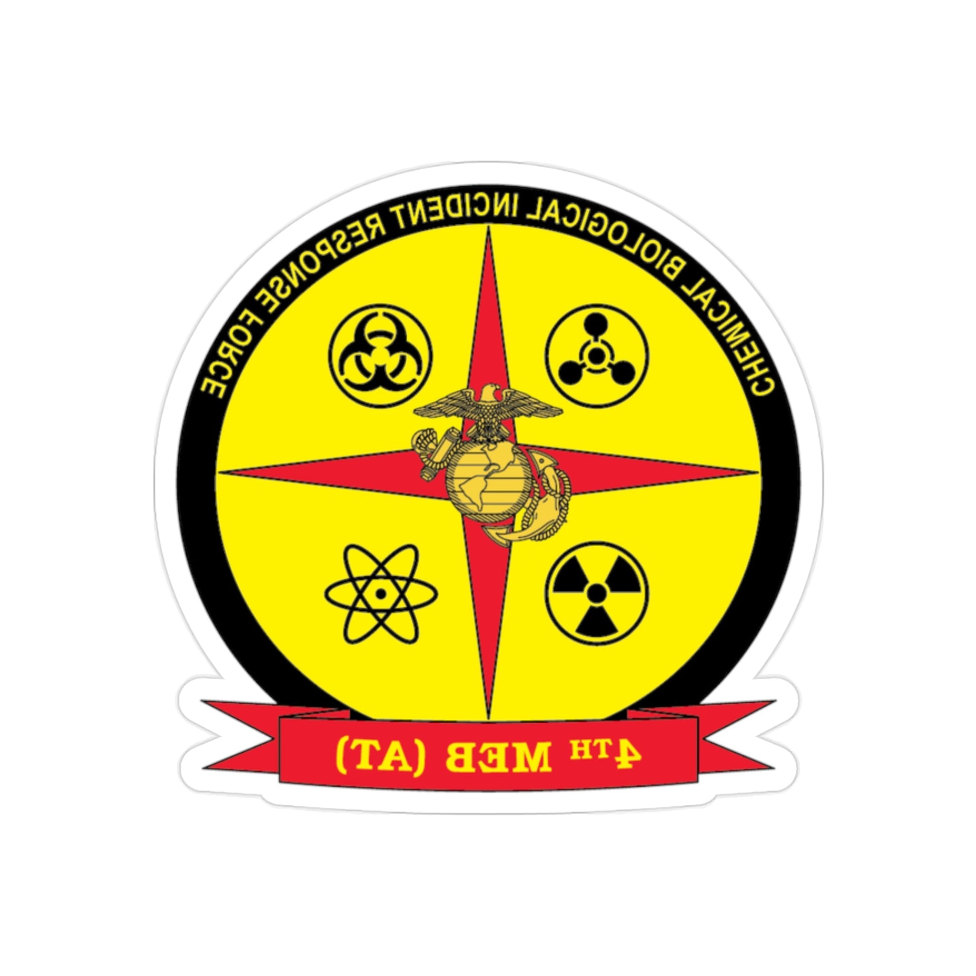 4th Marine Expeditionary Brigade Antiterrorism Chemical Biological Incident Response Force MEB AT CBIRF (USMC) REVERSE PRINT Transparent STICKER-2" × 2"-The Sticker Space