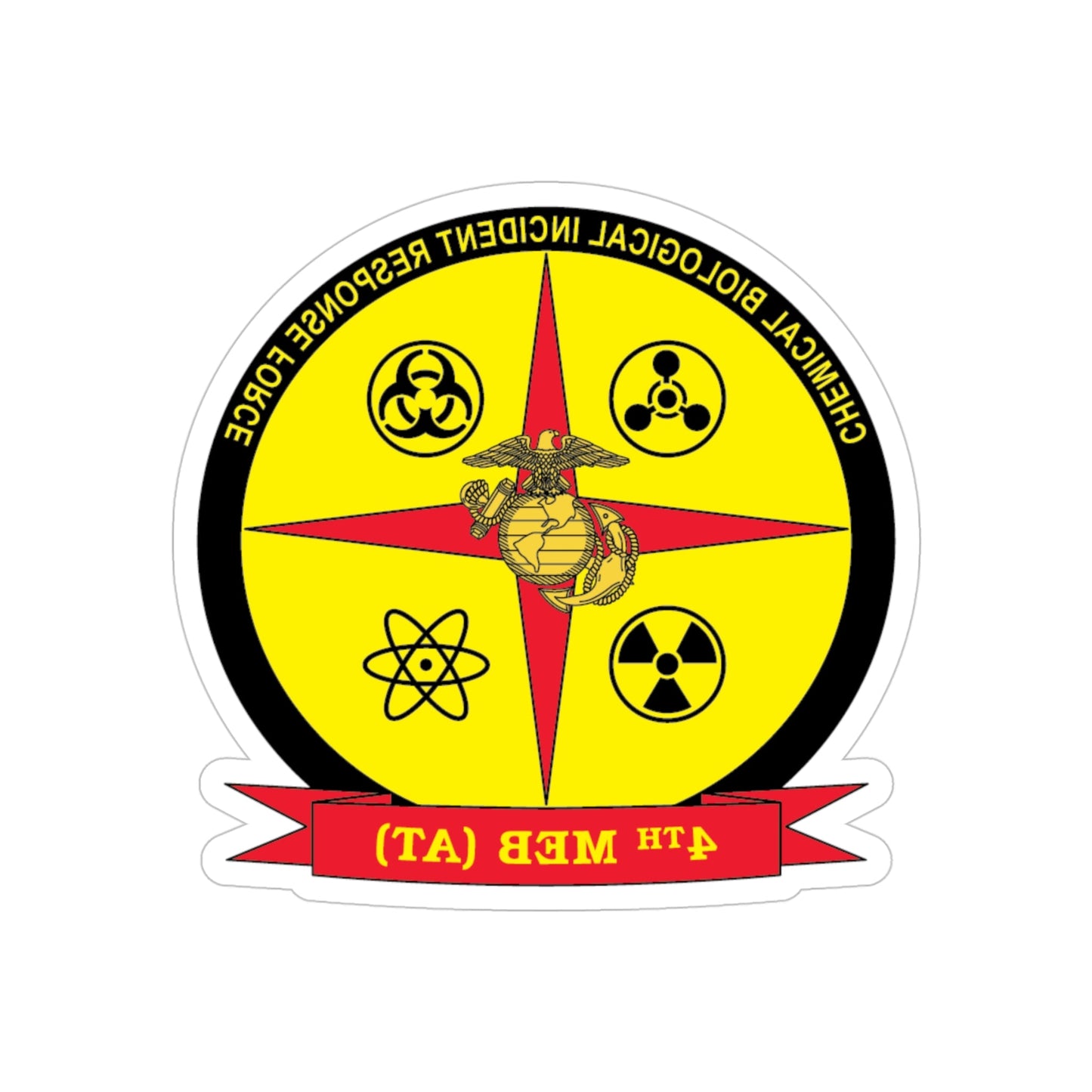 4th Marine Expeditionary Brigade Antiterrorism Chemical Biological Incident Response Force MEB AT CBIRF (USMC) REVERSE PRINT Transparent STICKER-4" × 4"-The Sticker Space