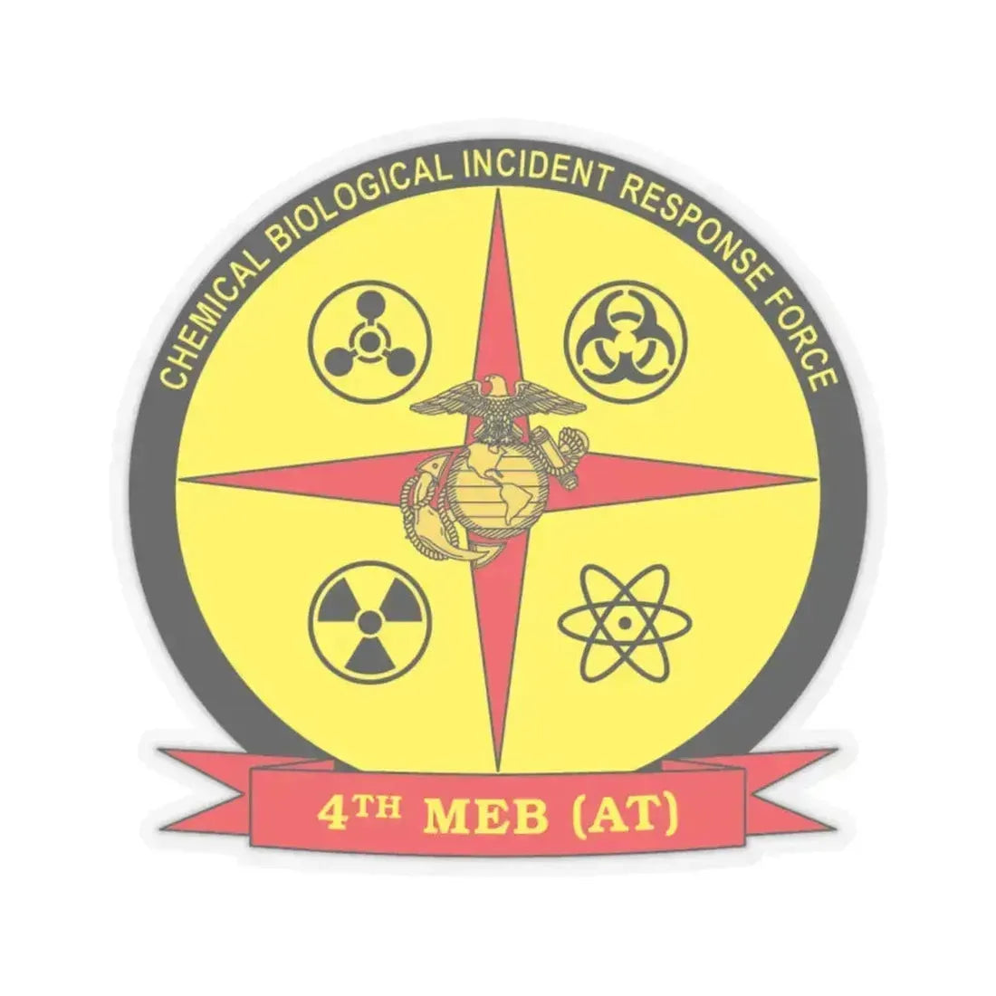 4th Marine Expeditionary Brigade Antiterrorism Chemical Biological Incident Response Force MEB AT CBIRF (USMC) STICKER Vinyl Kiss-Cut Decal 4 Inch Transparent - The Sticker Space